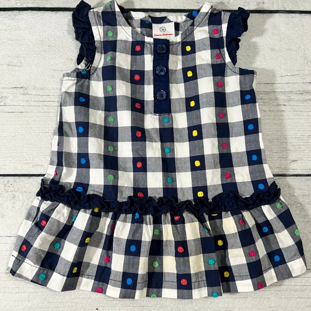Hanna Andersson Gingham Peplum Swiss Dot Tank Top